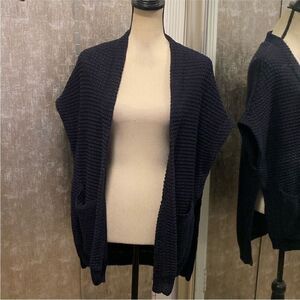 Theory 100% cotton Women's Black Open-Front Sweater, S